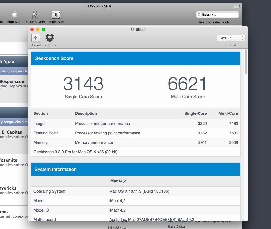 Geekbench Score 32bit