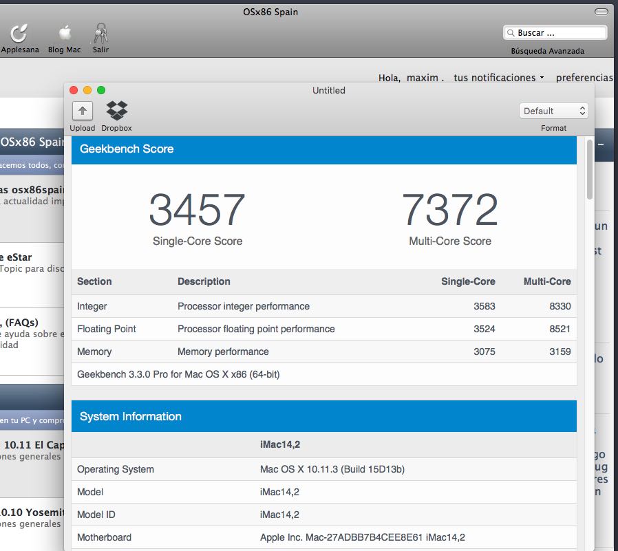 Geekbench Score 64bits