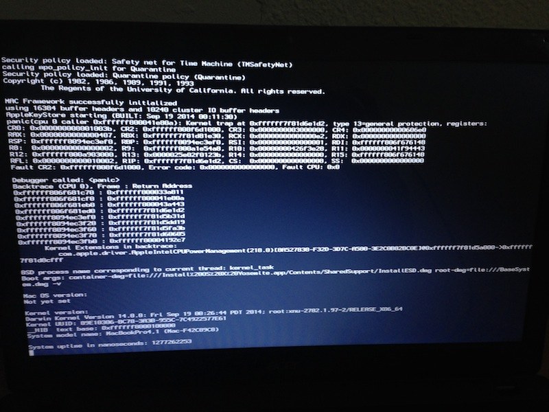 kernel panic yosemite aspire 5749